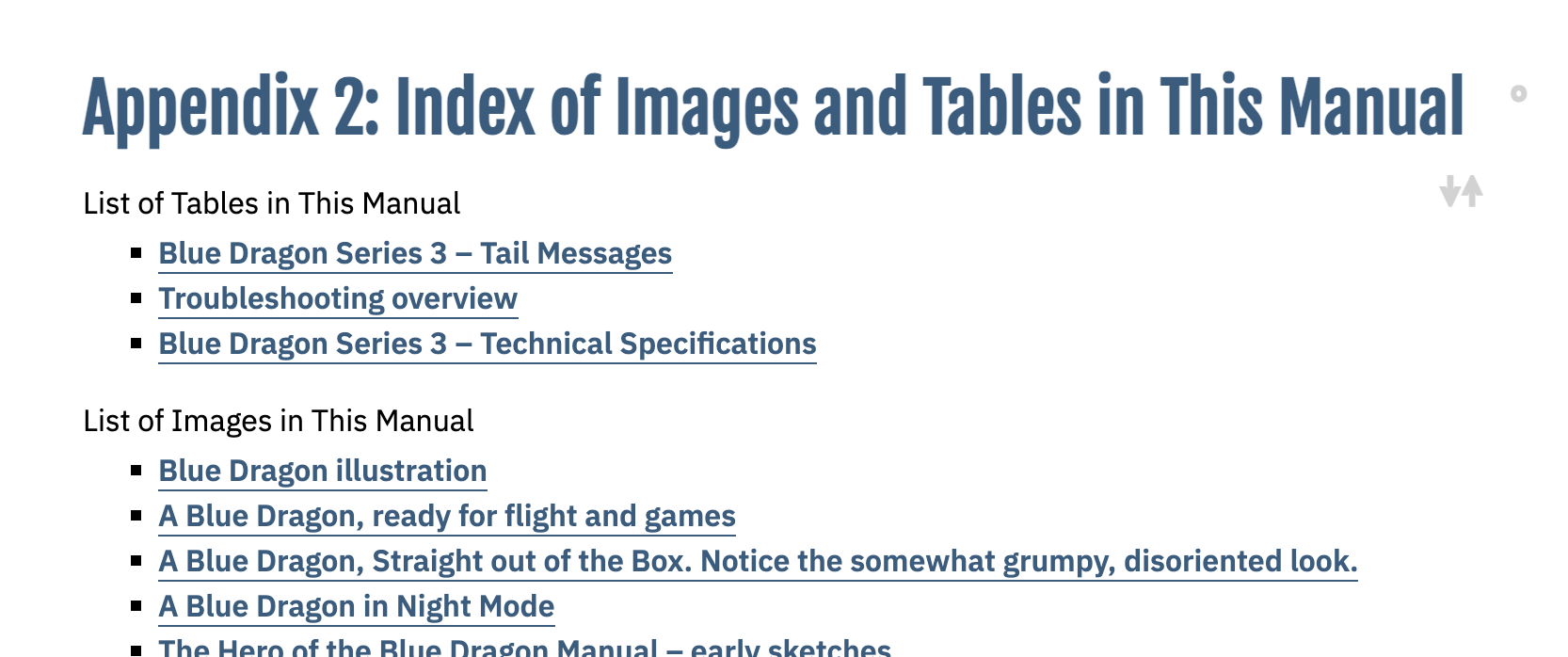 Illustration: Listen (Indizes) von Tabellen und Bildern