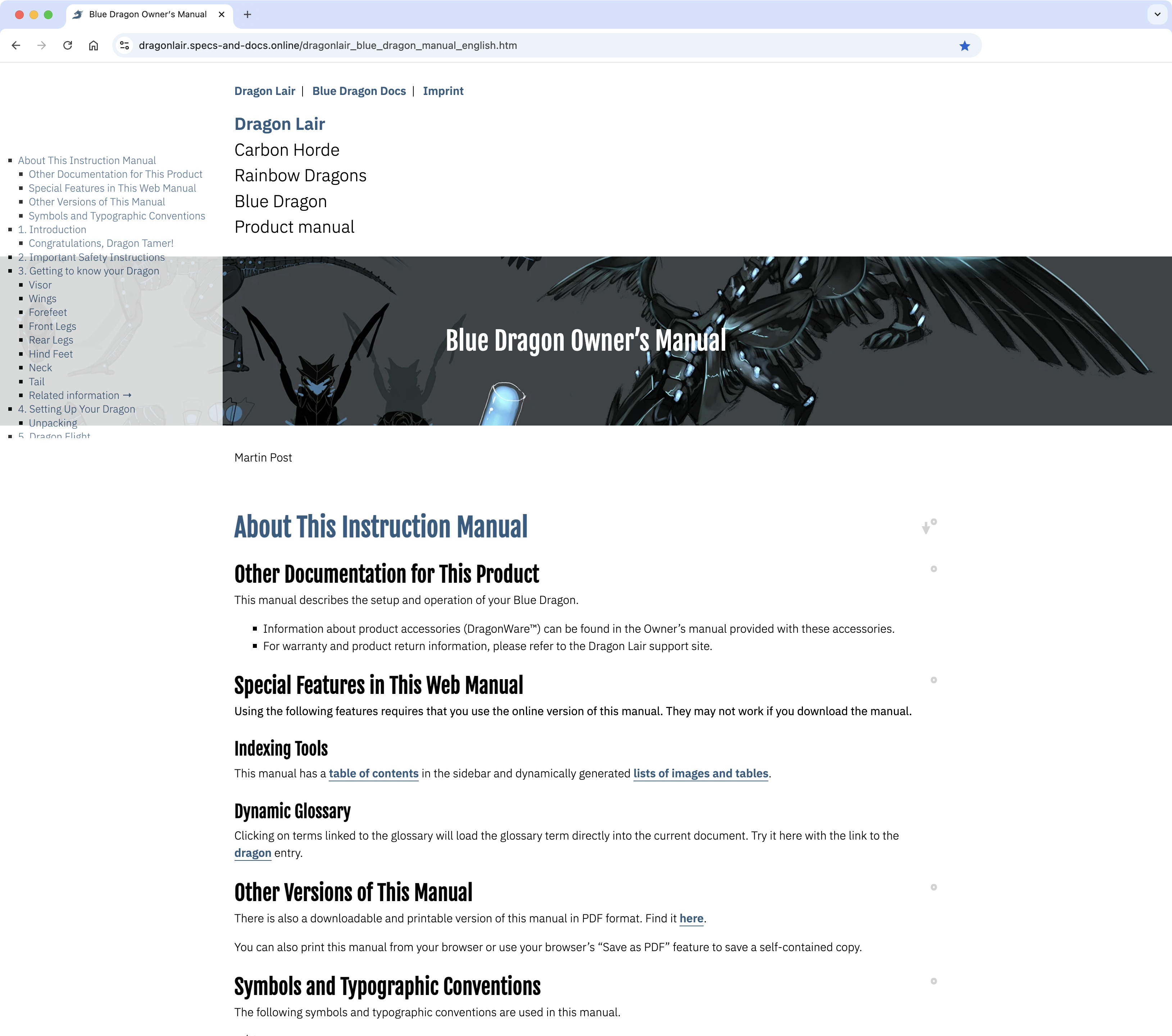Illustration: Das Blue Dragon Web-Manual-Demoprojekt