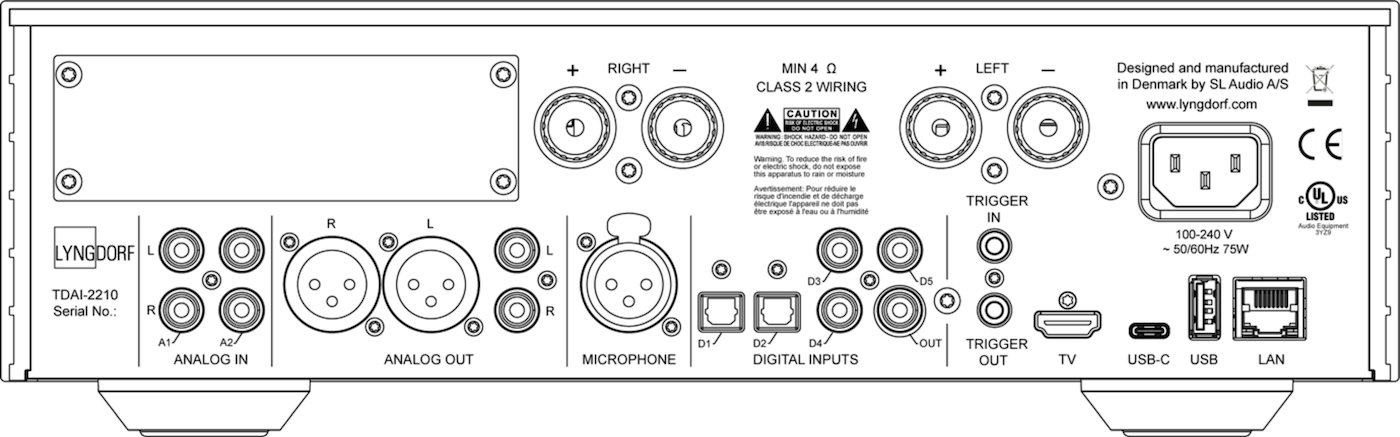 Lyngdorf TDAI-2210 rear panel